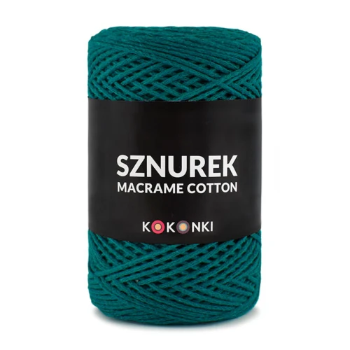 Sznurek Macrame Cotton by KOKONKI 2 mm / rolka 200 m / ciemny szmaragd (wiązany)