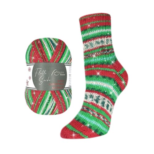 Włóczka skarpetkowa Rellana 4-fach Christmas Metallic / 0425