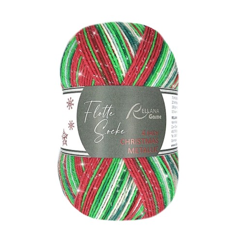 Włóczka skarpetkowa Rellana 4-fach Christmas Metallic / 0425