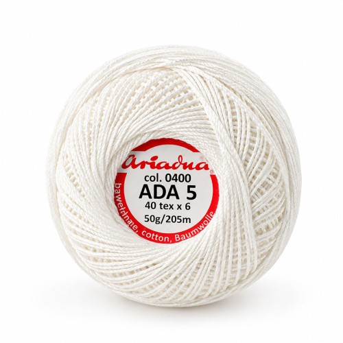 Kordonek Ariadna Ada 5 / 50 g / 0400 biel