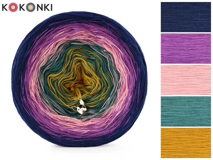 KOKONEK Classic B324 Baśniowe piwonie - Granat/jasny fiolet/morela/ciemny szmaragd/musztarda