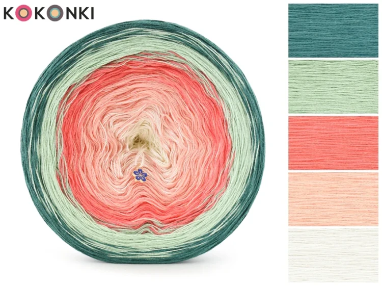 KOKONEK Classic B329 PIMOtki Kwiaty vintage - Ciemny szmaragd/szałwia/papaja/brzoskwinia/krem