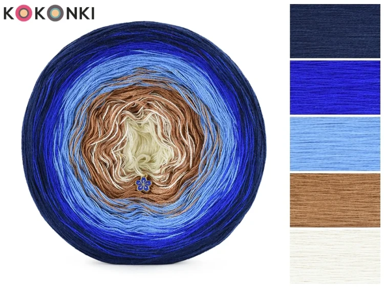KOKONEK Classic B345 PIMOtki Złoto-Niebieskie kwiaty - Granat/kobalt/niebieski/ciepły brąz/krem