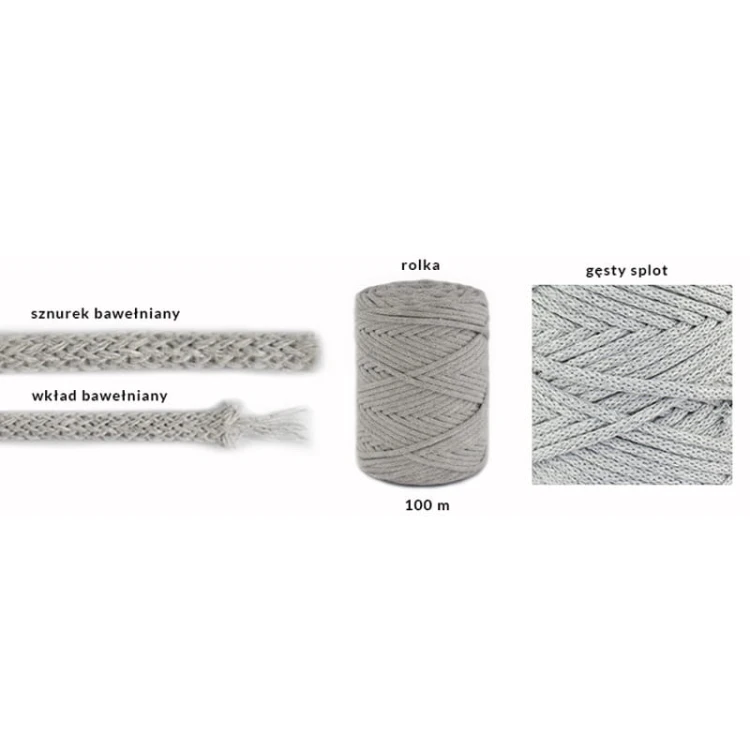 PREMIUM sznurek bawełniany by KOKONKI 5mm / rolka 100m / lazur - OUTLET