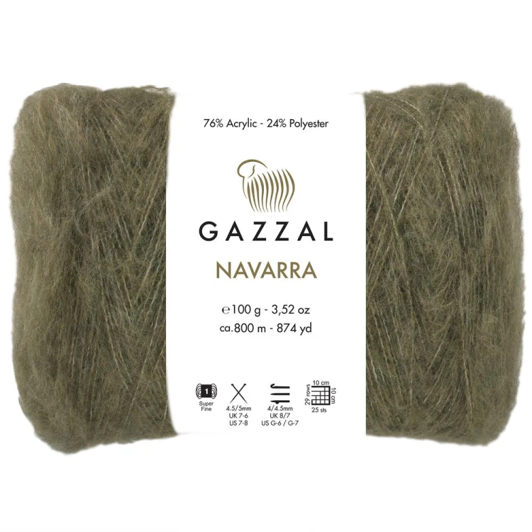 Włóczka Gazzal Navarra 195 / khaki