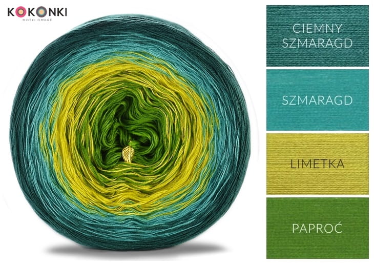 KOKONEK Ciemny szmaragd/szmaragd/limetka/paproć