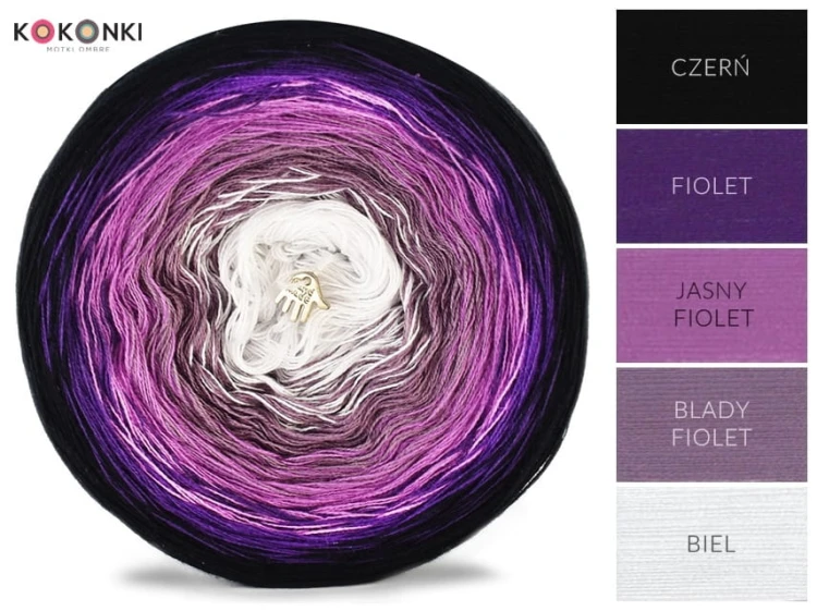 KOKONEK Czarny/fiolet/jasny fiolet/blady fiolet/biały