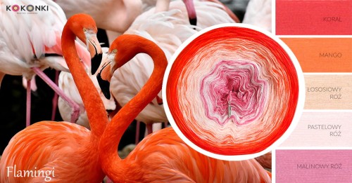 Flamingi - Koral/mango/łososiowy róż/pastelowy róż/malinowy róż