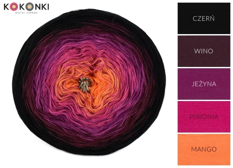 KOKONEK Czarny/wino/jeżyna/piwonia/mango
