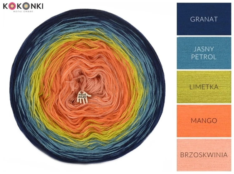 KOKONEK Granat/jasny petrol/limetka/mango/brzoskwinia