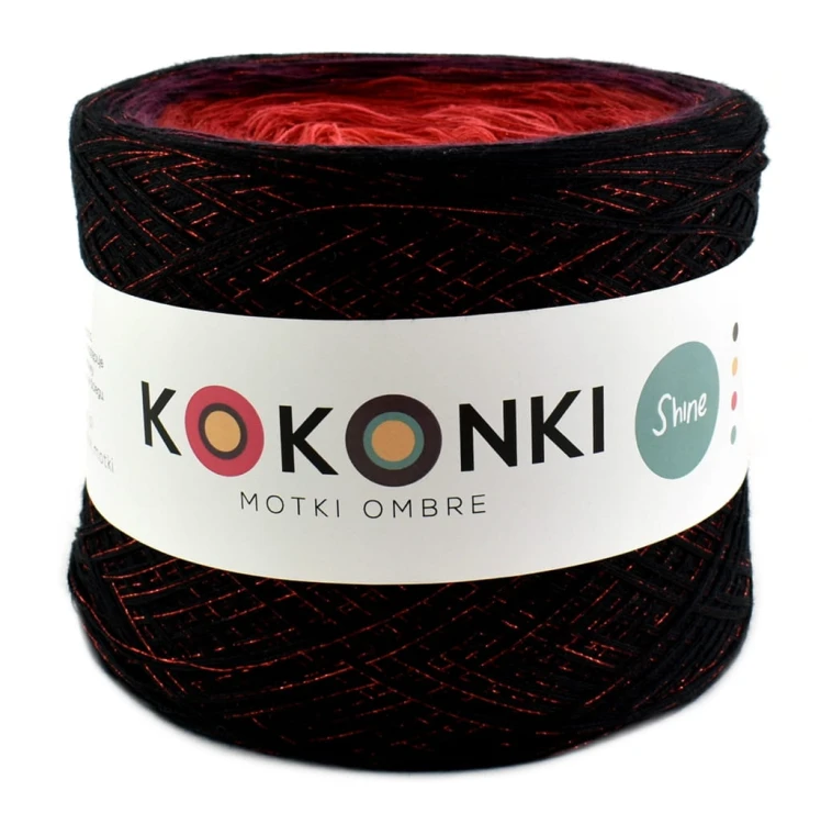 Kokonek shine - Czerń/wino/burgund/czerwień/koral/mango+nić szkarłat