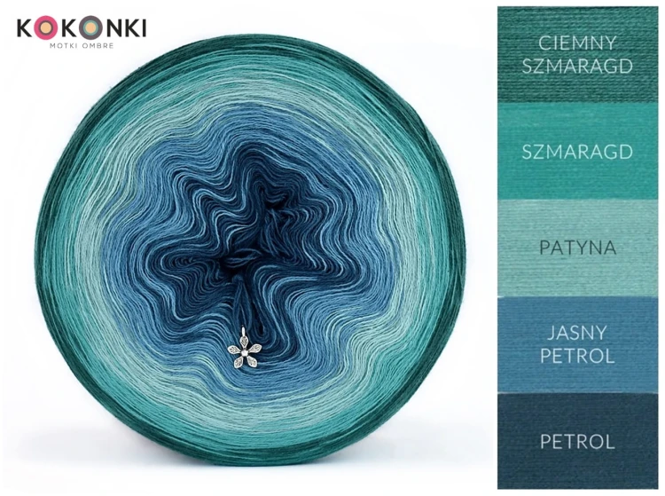 KOKONEK Ciemny szmaragd/szmaragd/patyna/jasny petrol/petrol
