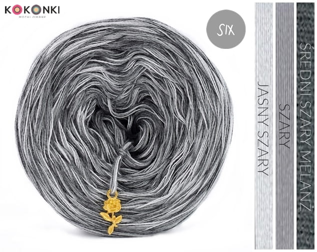 KOKONEK SIX Średni szary melanż/szary/jasny szary
