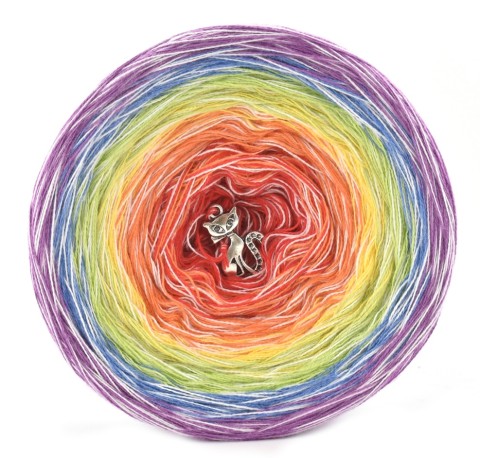 KOKONEK Rare Classic R11 Rainbow Melange Light - Jasny fiolet/jeans/jasna zieleń/żółty/mango/ognista czerwień + biała nić