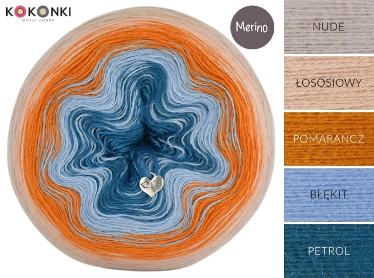 KOKONEK Merino 578 Rześki poranek - Nude/łososiowy/pomarańcz/błękit/petrol