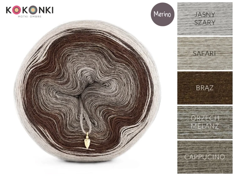 KOKONEK Merino 572 Orzechowa zdobycz - Jasny szary/safari/brąz/orzech melanż/cappuccino