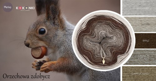 KOKONEK Merino 572 Orzechowa zdobycz - Jasny szary/safari/brąz/orzech melanż/cappuccino
