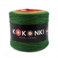 KOKONEK Merino 592 MIX - Malachit/zieleń/złoty/czerwień/bordo