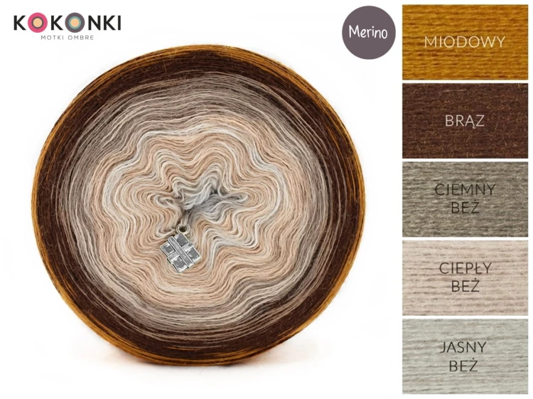 KOKONEK Merino 593 MIX - Miodowy/brąz/ciemny beż/ciepły beż/jasny beż