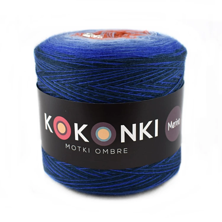 KOKONEK Merino 597 MIX - Navy/szafir/niebieski/błękit/rudy