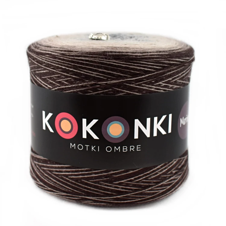 KOKONEK Merino 598 MIX - Ciemny brąz/cappuccino/safari/jasny szary/szary