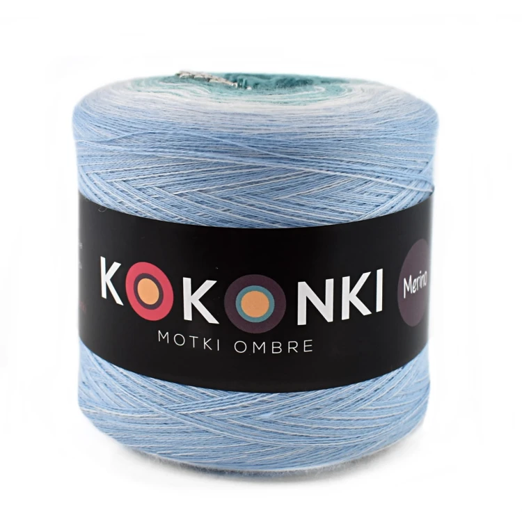 KOKONEK Merino 599 MIX - Błękit/jasny błękit/biel/patyna/morski