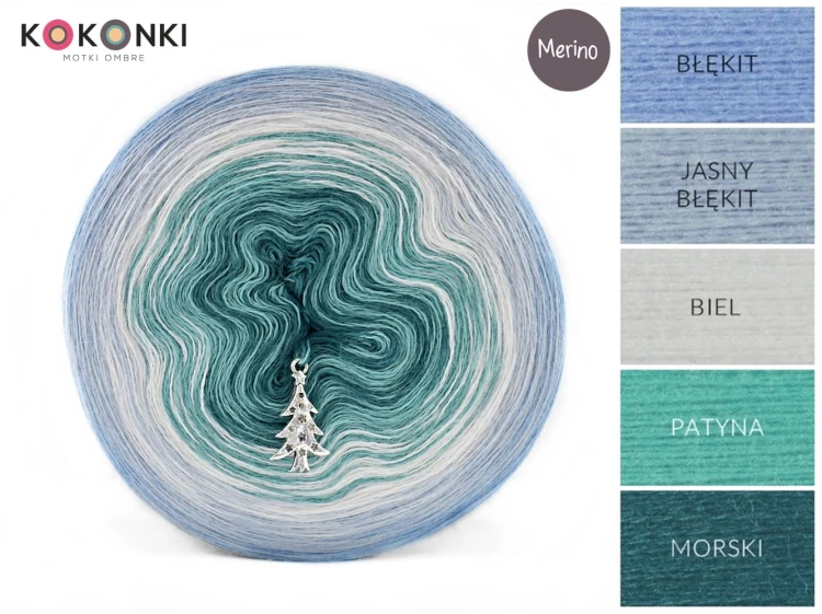 KOKONEK Merino 599 MIX - Błękit/jasny błękit/biel/patyna/morski
