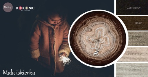 KOKONEK Merino 591 MIX Mała iskierka - Czekolada/brąz/ciemny beż/ciepły beż/jasny beż