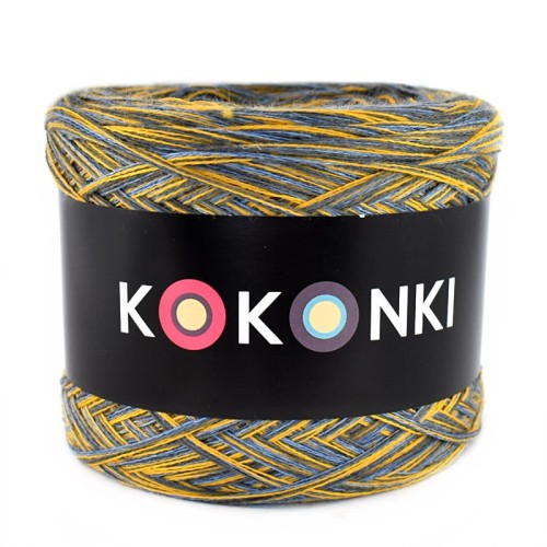 KOKONEK Merino SIX S011 - Ciemny szary/szaro-niebieski melanż/kurkuma