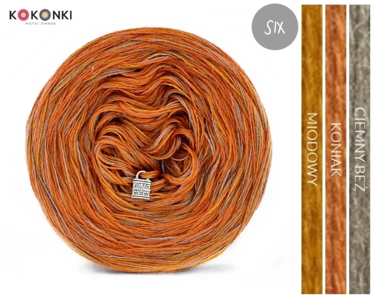 KOKONEK Merino SIX S009 - Ciemny beż/koniak/miodowy