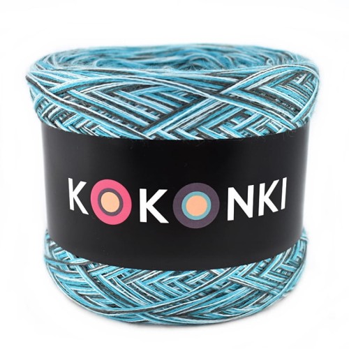 KOKONEK Merino SIX S015 - Ciemny szary/turkus/lodowy błękit