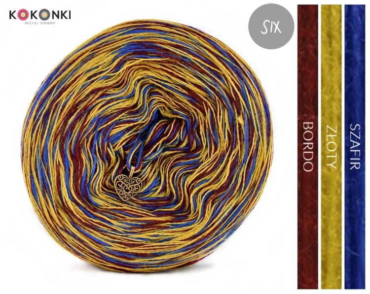 KOKONEK Merino SIX S016 - Szafir/złoty/bordo