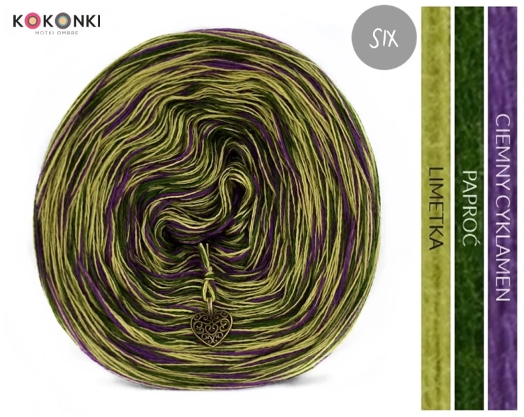 KOKONEK Merino SIX S017 - Ciemny cyklamen/paproć/limetka