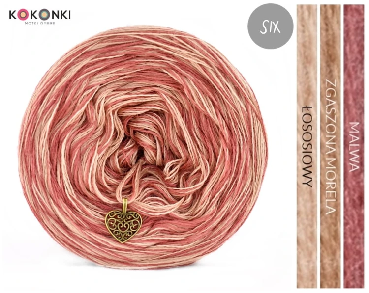 KOKONEK Merino SIX S018 - Malwa/zgaszona morela/łososiowy