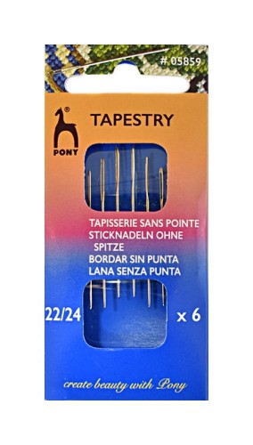 Igły do haftu bez czubka Pony pozłacane nr 22-24 / 6 sztuk / 05859