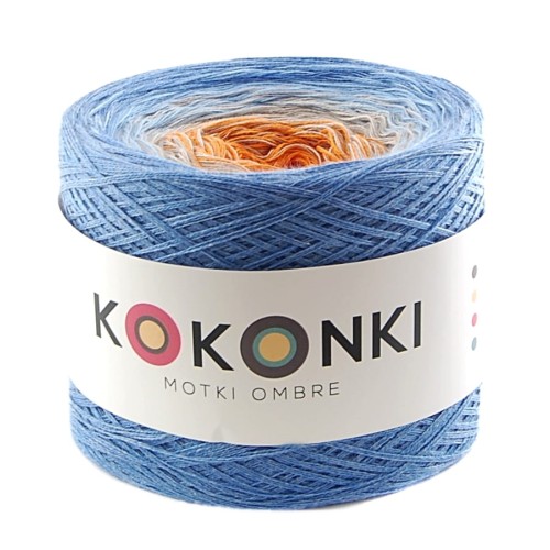 KOKONEK A490 Jeans melanż/błękit/szarobeżowy/pomarańcz