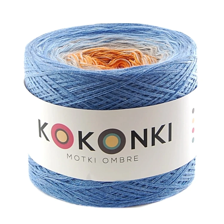 KOKONEK A490 Jeans melanż/błękit/szarobeżowy/pomarańcz