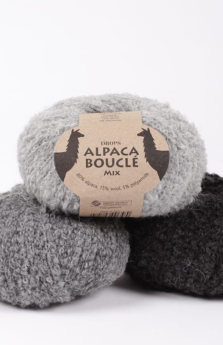 Włóczka Drops Alpaca Boucle 5110 / jasny szary / mix