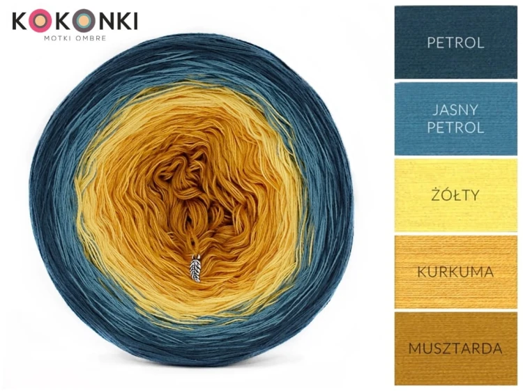 KOKONEK A064 Petrol/jasny petrol/żółty/kurkuma/musztarda