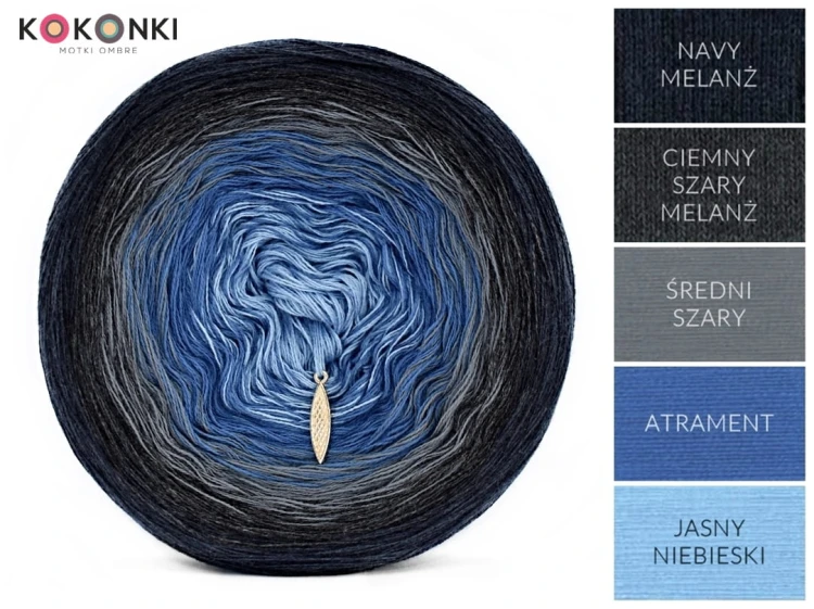 KOKONEK A974 Navy melanż/ciemny szary melanż/średni szary/atrament/jasny niebieski