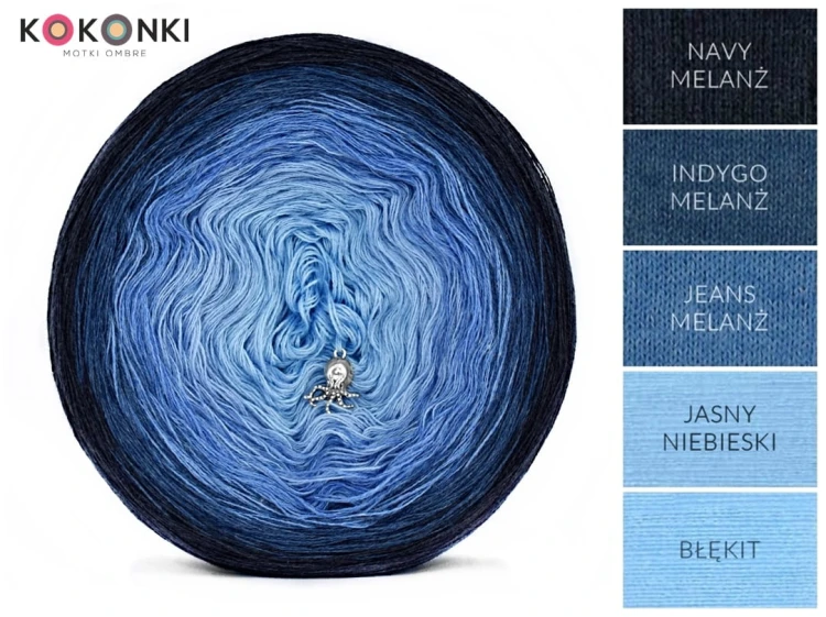 KOKONEK A978 Navy melanż/indygo melanż/jeans melanż/jasny niebieski/błękit