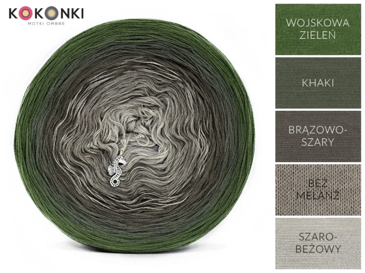 KOKONEK A979 Zieleń wojskowa/khaki/brązowoszary/beż melanż/szarobeżowy