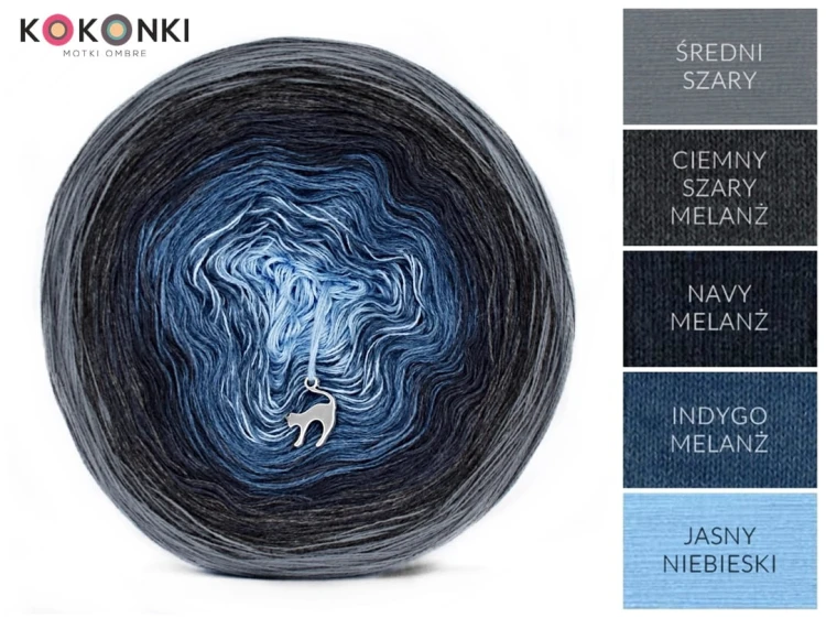 KOKONEK A980 Średni szary/ciemny szary melanż/navy melanż/indygo melanż/jasny niebieski