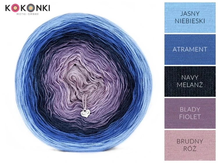 KOKONEK A983 Jasny niebieski/atrament/navy melanż/blady fiolet/brudny róż