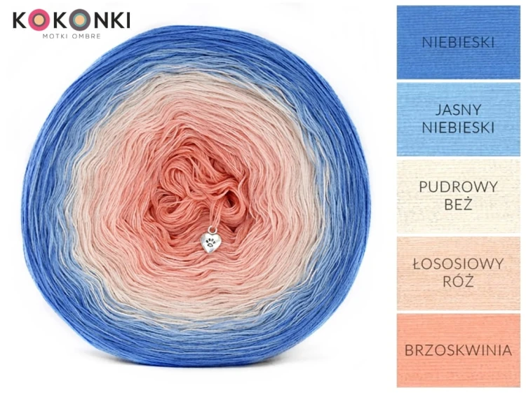KOKONEK A985 Niebieski/jasny niebieski/pudrowy beż/łososiowy róż/brzoskwinia