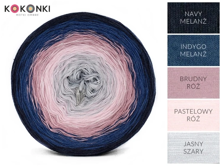 KOKONEK A991 Navy melanż/indygo melanż/brudny róż/pastelowy róż/jasny szary
