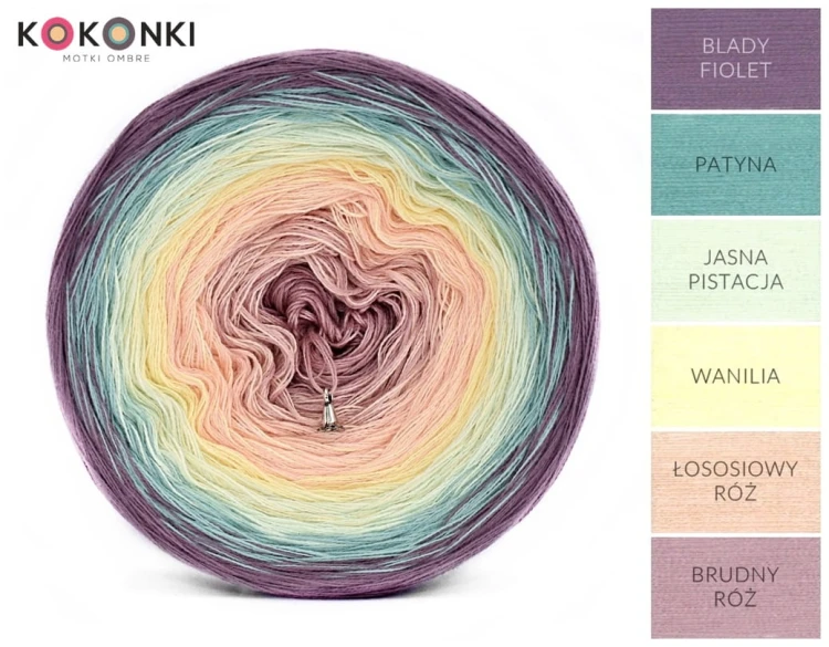 KOKONEK A992 Blady fiolet/patyna/jasna pistacja/wanilia/łososiowy róż/brudny róż
