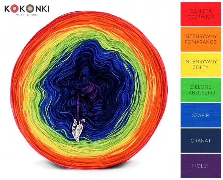 KOKONEK A181 Ognista czerwień/intensywny pomarańcz/intensywny żółty/zielone jabłuszko/szafir/granat/fiolet