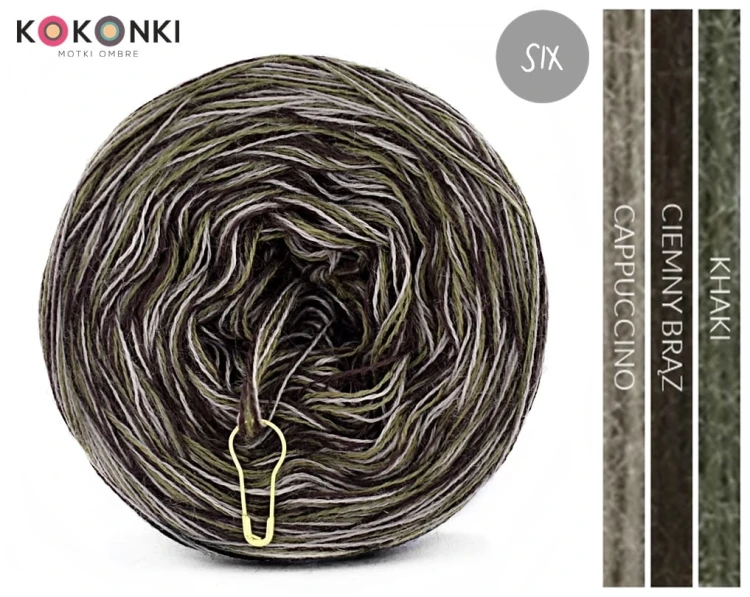 KOKONEK Merino SIX S014 - Khaki/ciemny brąz/cappuccino