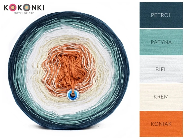 KOKONEK B006 Petrol/patyna/biel/krem/koniak